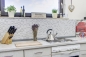 Preview: Riemchen Rechteck Mosaikfliesen Glasmosaik weiß carrara Optik Bruchglas Naturstein Fliesenspiegel Bad Küche WC - 87-1401