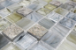 Preview: Mosaique Carre Mosaique de verre Pierre mix Cream gris clair Mix translucide aspect strie brillant