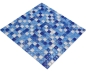 Preview: Mosaik Quadrat Glasmosaik mix white blue Transluzent weiß blau glänzend