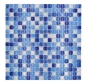 Preview: Mosaik Quadrat Glasmosaik mix white blue Transluzent weiß blau glänzend
