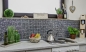 Preview: Azulejo de mosaico de vidrio negro plata acero inoxidable revestimiento de pared cuarto de bano WC - 92-1099