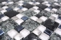 Preview: Mosaique de verre Carreau de mosaique acier inoxydable noir argent combinaison mur salle de bain - 88-k1499