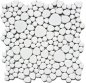 Preview: Mosaico guijarro uni blanco brillante ceramica aspecto guijarro