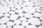 Preview: Mosaico guijarro uni blanco mate ceramica aspecto guijarro
