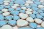 Preview: Mosaico de guijarros azul claro verde claro ceramica brillante aspecto guijarros
