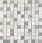 Preview: Mosaikfliesen Natursteinmosaik Rustikal Glasmosaik Edelstahl grauweiß silber klar
