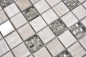 Preview: Mosaico mezcla piedra translucida acero inoxidable mezcla gris-blanco brillante - 10 hojas de mosaico