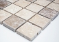 Preview: Mosaico cuadrado Chiaro + Noche travertino mezcla beige marron mate