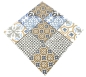 Preview: Mosaico quadrato Classico mix opaco in ceramica effetto retro crema blu arancio grigio