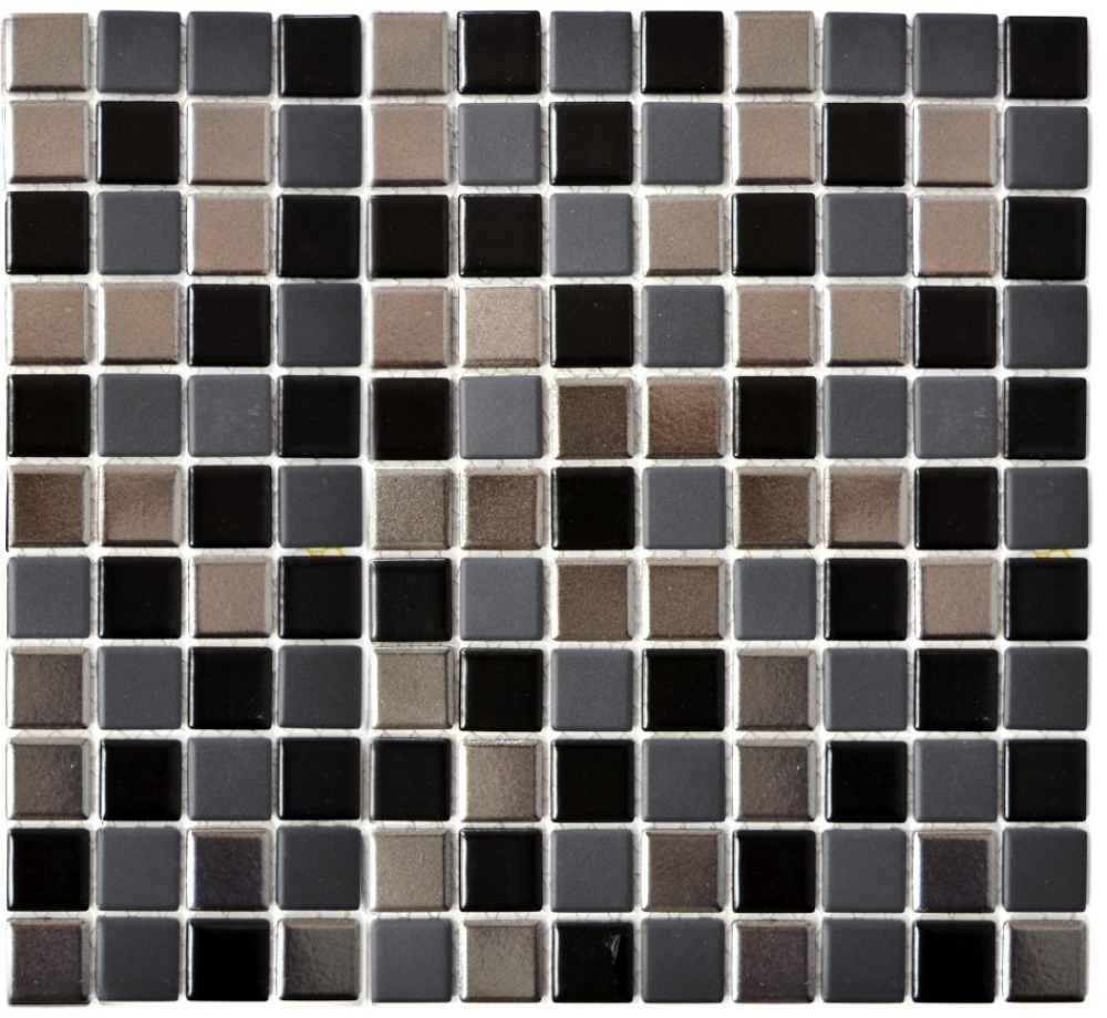 Keramik Mosaik Fliese Keramikmosaik schwarz silber grau anthrazit 18-0317
