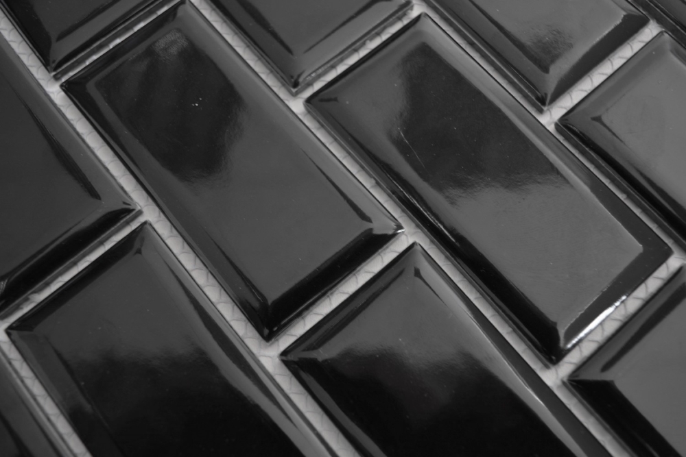 Metro Subway schwarz Facette Mosaik Fliese Küchenrückwand Badfliese 26M-0303