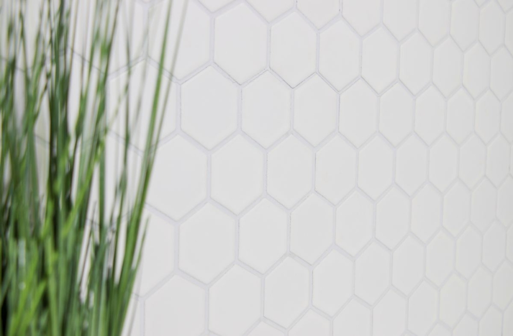 Mosaik Fliese Keramikmosaik Hexagon weiß glänzend 11B-0102