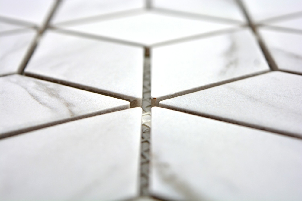 Retro Mosaik weiss grau Carrara Fliese Keramikmosaik Diamant 13-0102