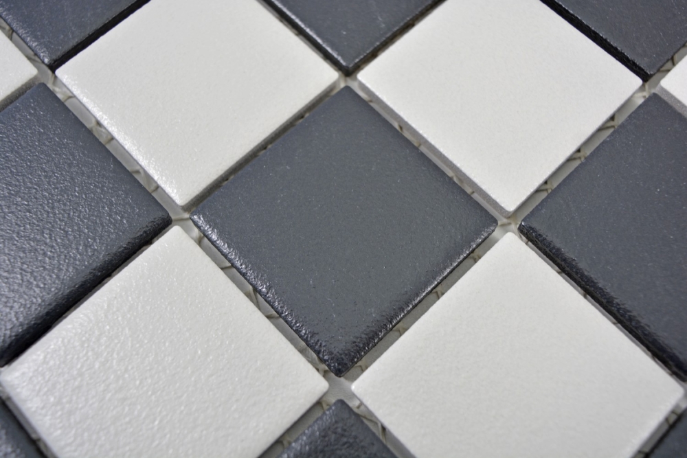 Mosaik Fliese schwarz weiß Schachbrett rutschsicher Keramikmosaik 14-0103-R10