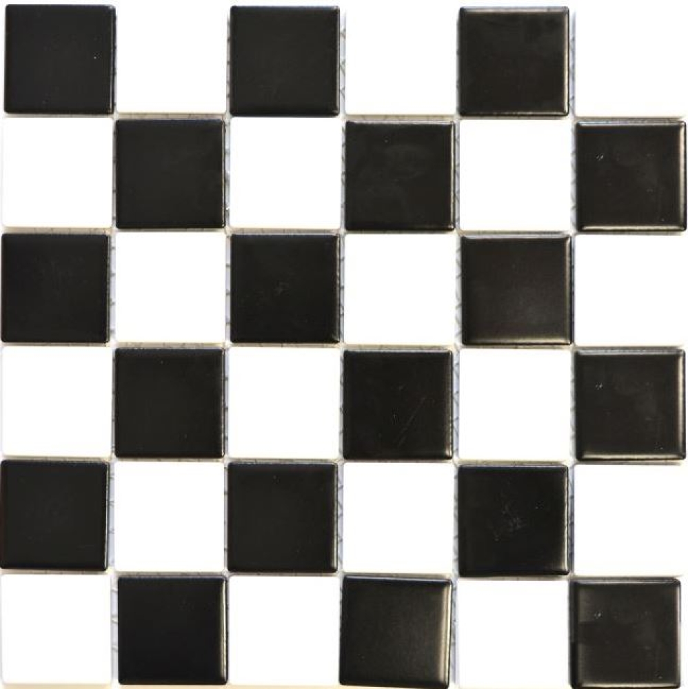 Mosaik Fliese weiß Schachbrett schwarz weiß matt Keramikmosaik 16-CD202