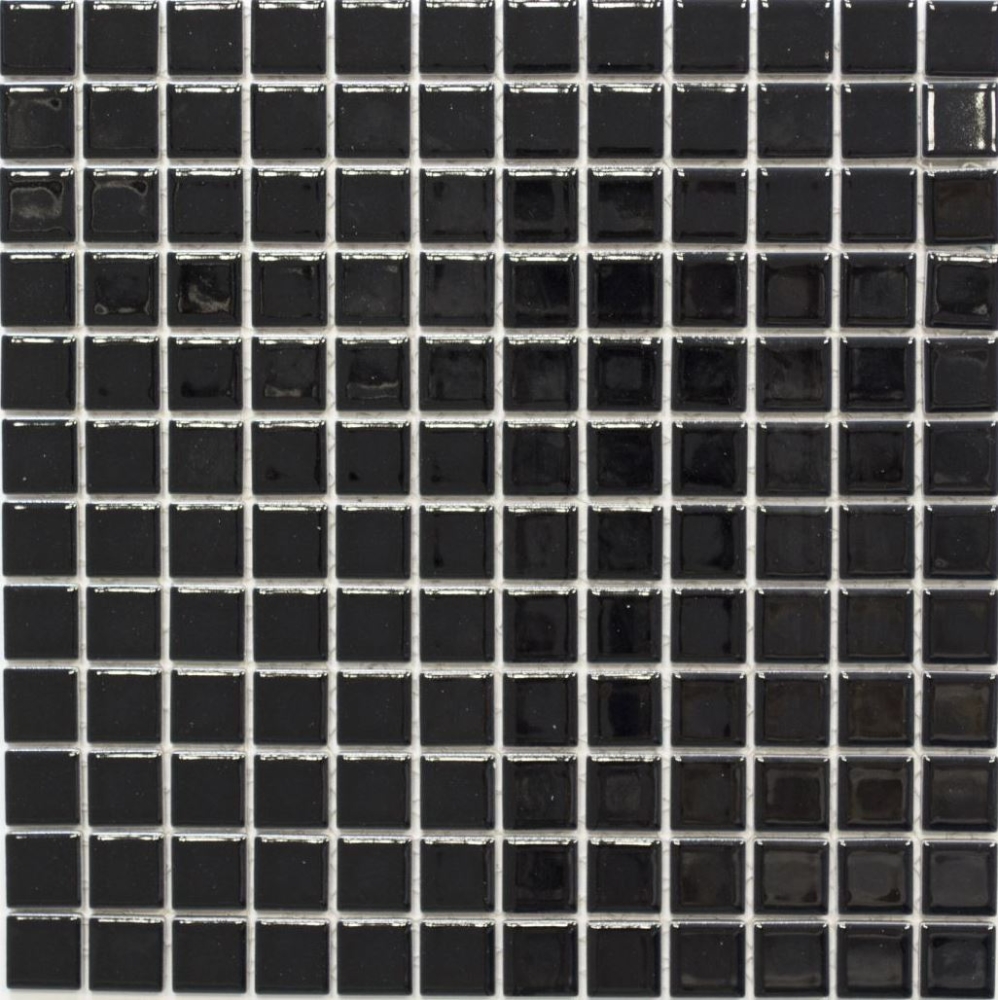 Keramikmosaik schwarz hochglanz Mosaikplatte Mosaikfliese 18D-0301