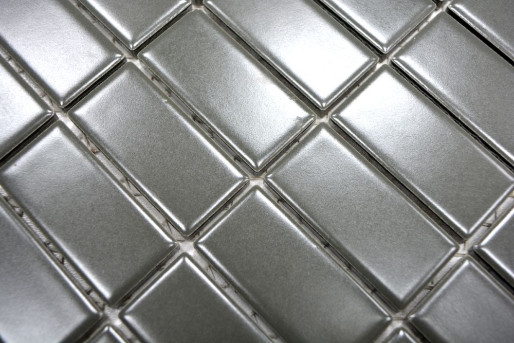 Piastrella di mosaico Mosaico ceramico metallo grigio opaco strisce 24B-0211