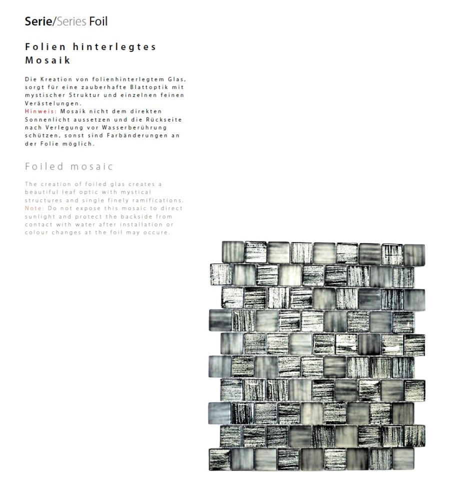 Mosaique Translucide Crystal noir brillant - 10 feuilles de mosaique