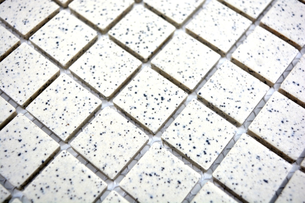 Mosaic ceramic unglazed cream white matt - 10 mosaic sheets