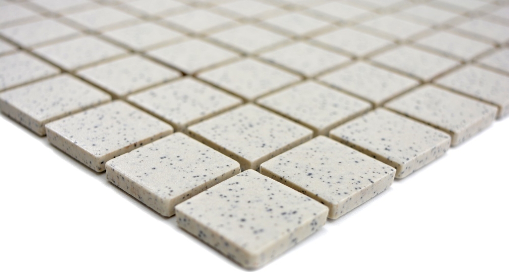 Mosaic ceramic unglazed cream white matt - 10 mosaic sheets