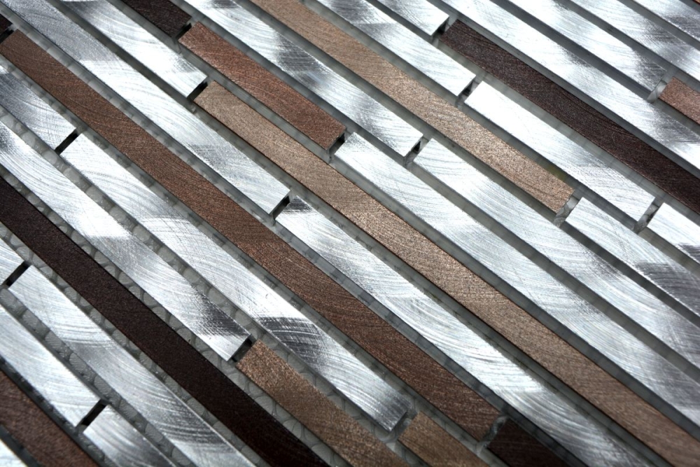 Mosaik Fliese Aluminiummosaik Beige Braun Silber Verbund Fliesenspiegel Wandfliese - 49-A981