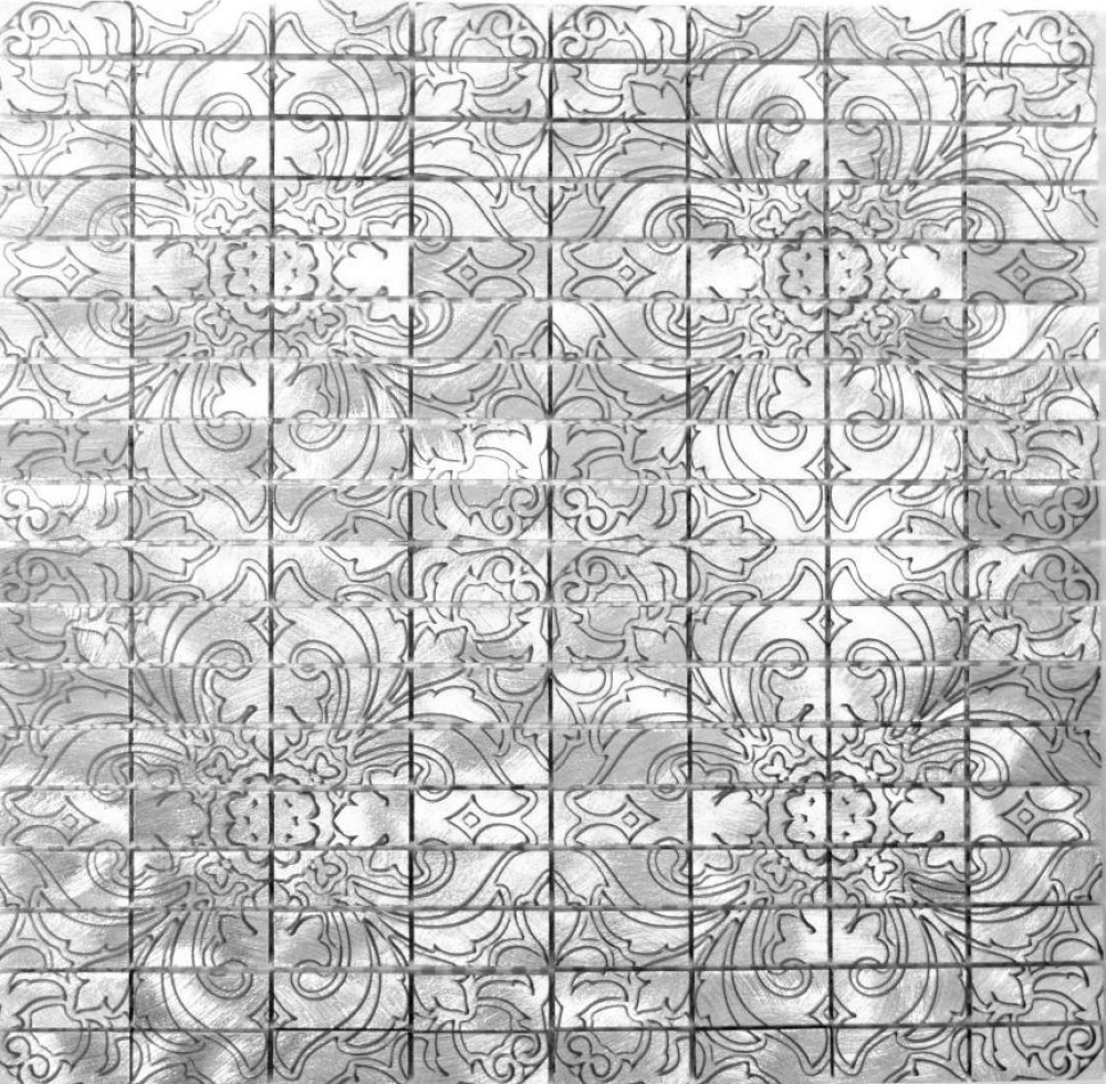 Mosaik Fliese Aluminiummosaik Silber Gebürstet mit Muster Wanverkleidung Küchenfliese - 49-C101D