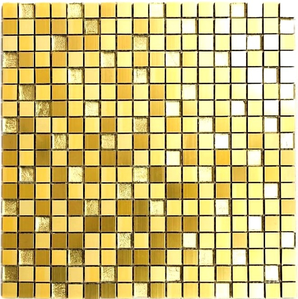 Mosaik Fliese Aluminiummosaik Glasmosaik Gold Klar Fliesenspiegel Wandverkleidung - 49-A307