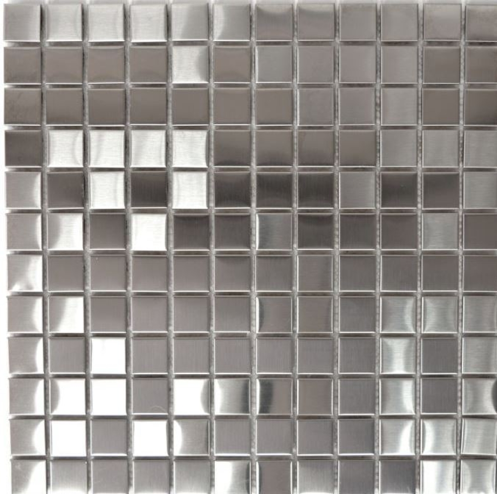 Handmuster Mosaik Fliese Edelstahl silber silber Stahl glänzend Fliesenspiegel 