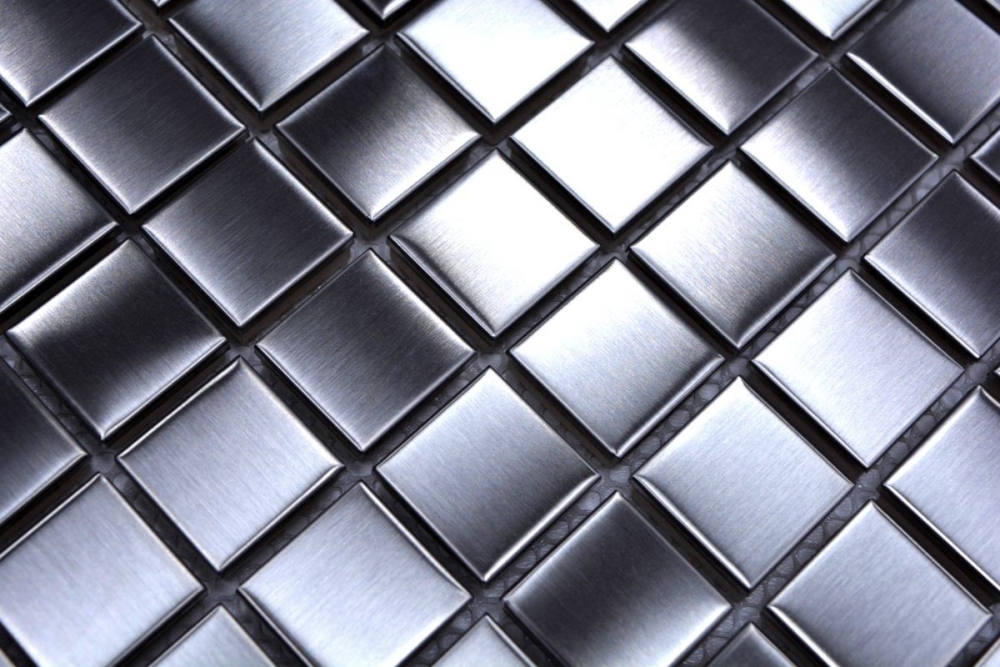 Mosaik Fliese Edelstahl Silber Stahl Gebürstet Küchenwand Badfliese Mosaikmatte - 129-23D