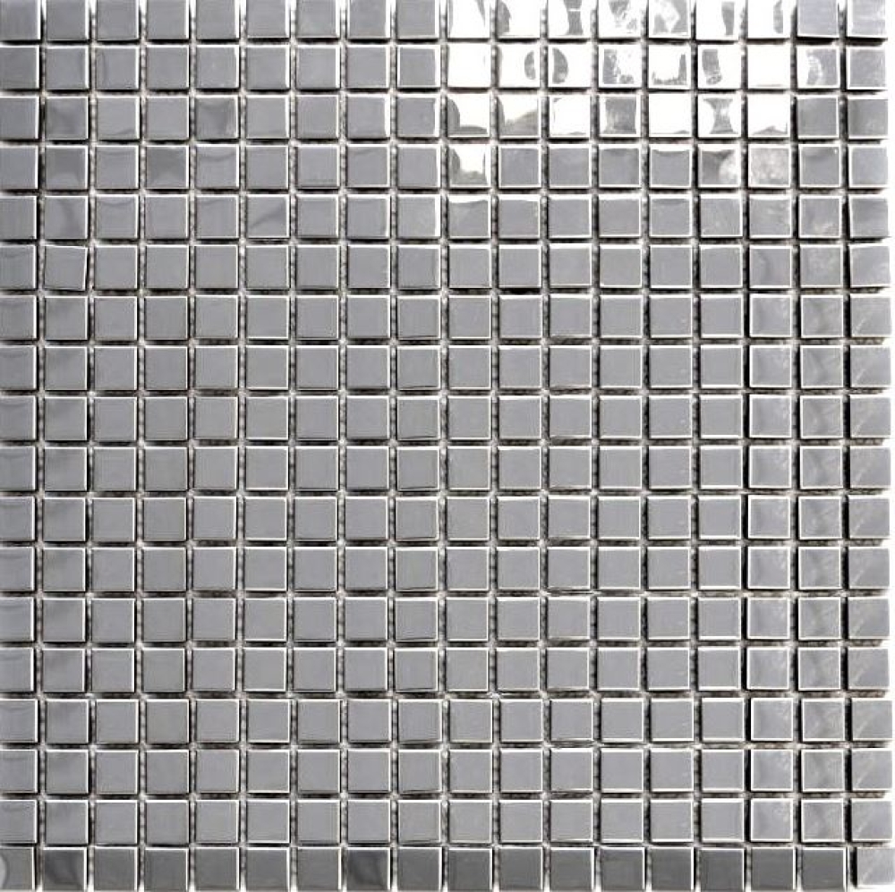 Mosaik Fliese Edelstahl Silber Stahl glänzend Küchenwand Badfliese Mosaikmatte - 129-15G
