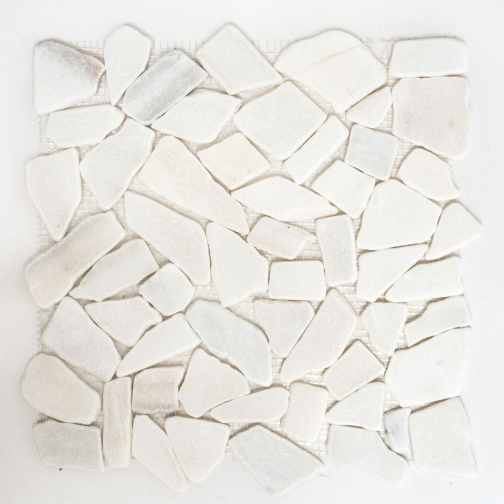 Bruchmosaik Polygonal Marmor Natursteinmosaik weiß 44-0102