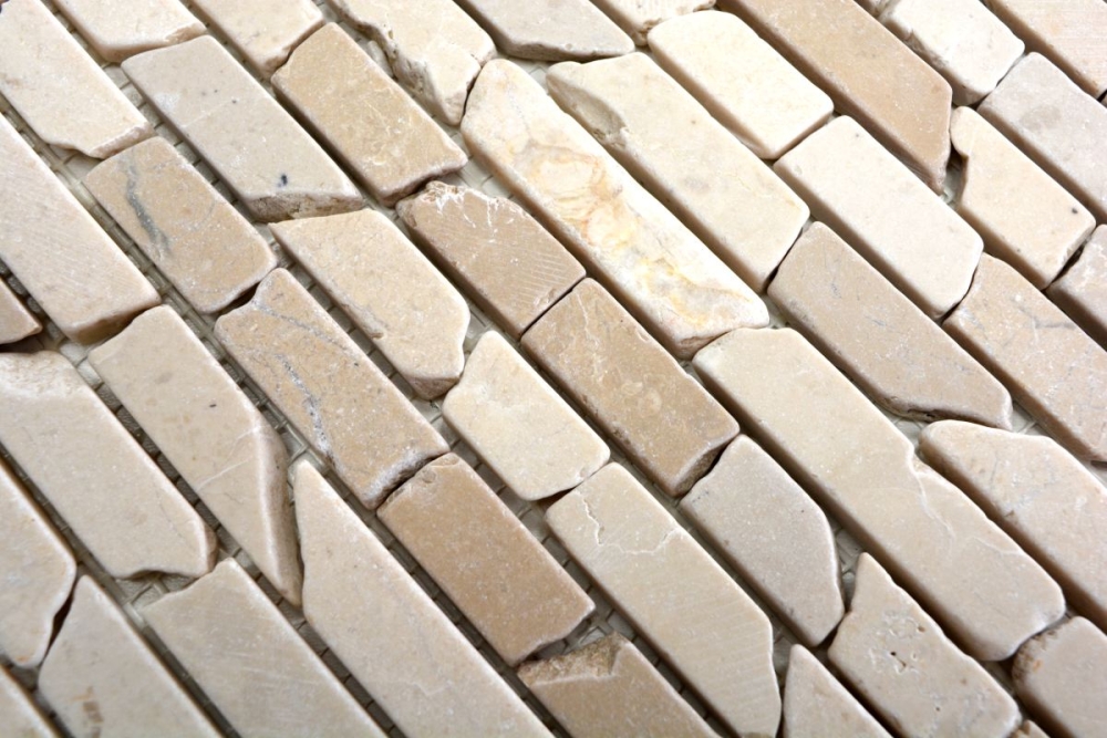 Mosaique en batonnets de marbre blanc cream Botticino Anticato 40-0102