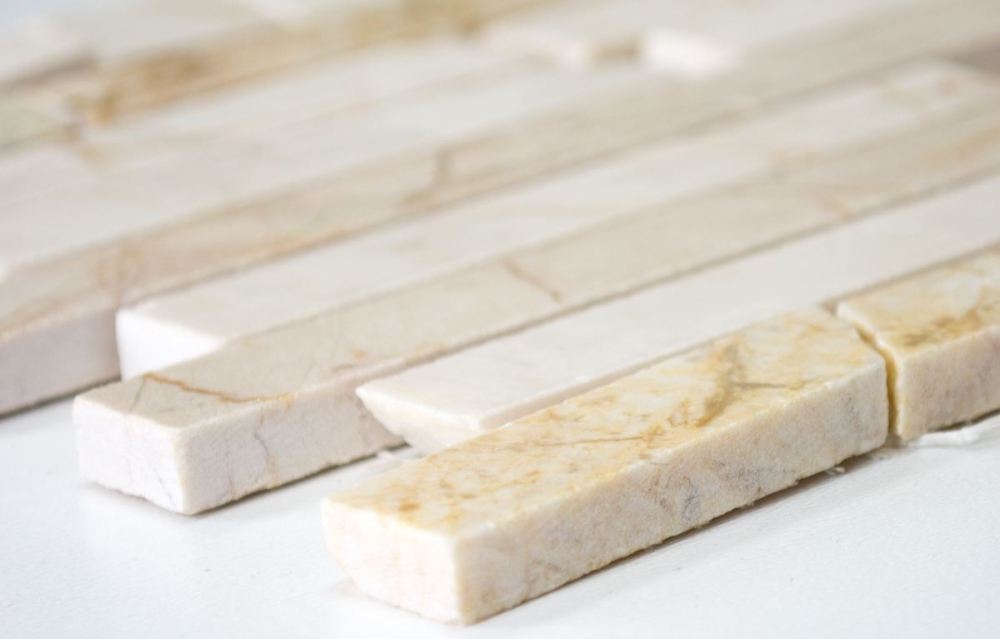 Mosaique de brisures en batonnets de marbre Mosaique de pierre naturelle beige golden cream polie structure 40B-2807