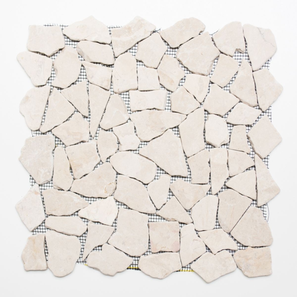 Bruchmosaik Polygonal Marmor Natursteinmosaik hellbeige Bruch Cream Biancone 44-30-100