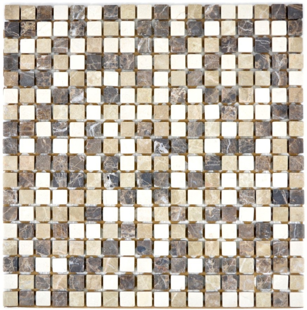 Marmor Mosaik Natursteinmosaik beige braun Castanao Biancone 38-1213