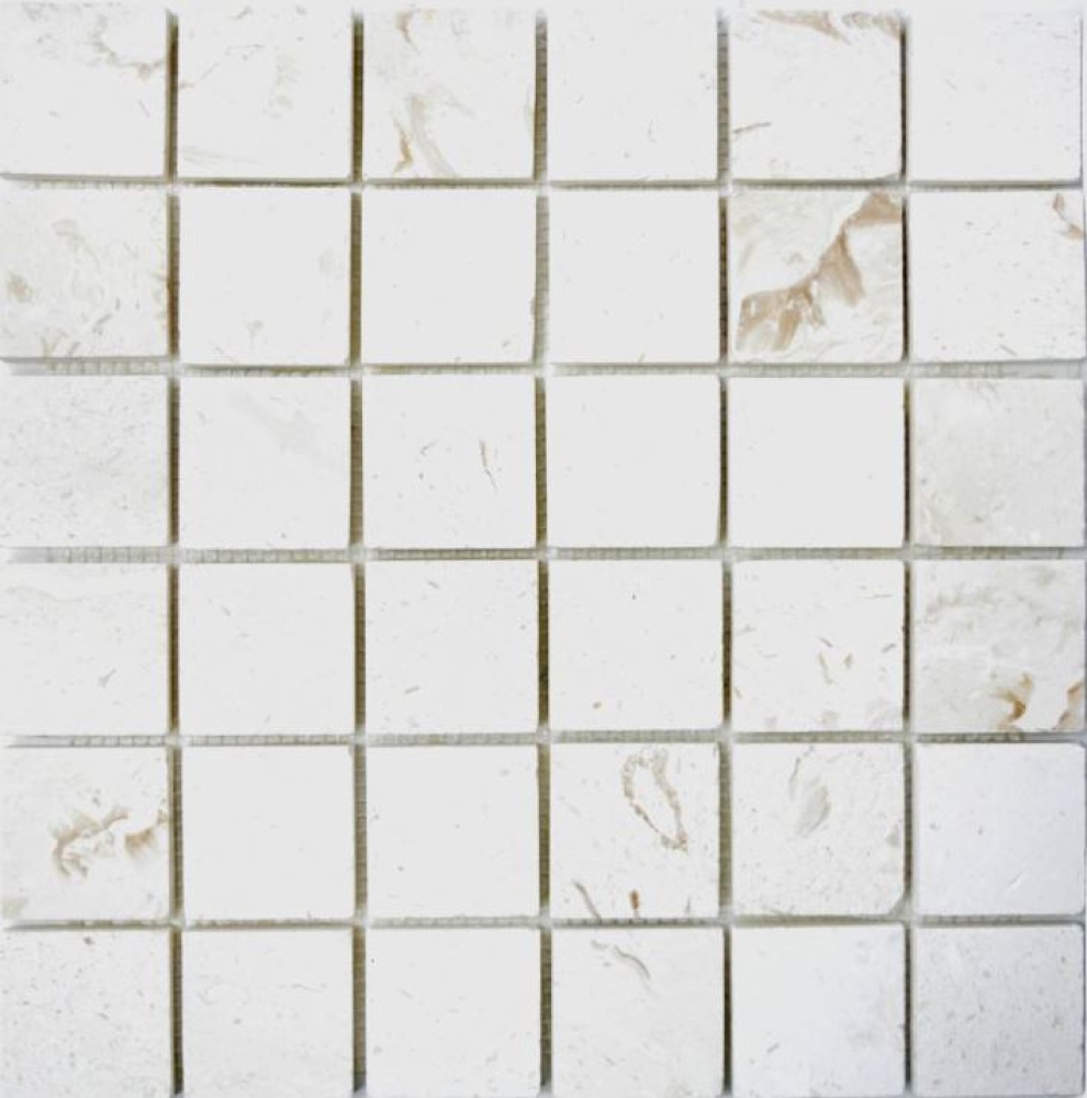 Mosaik Fliese Kalkstein Naturstein weißgelb Seabed Limestone brushed MOS29-48048