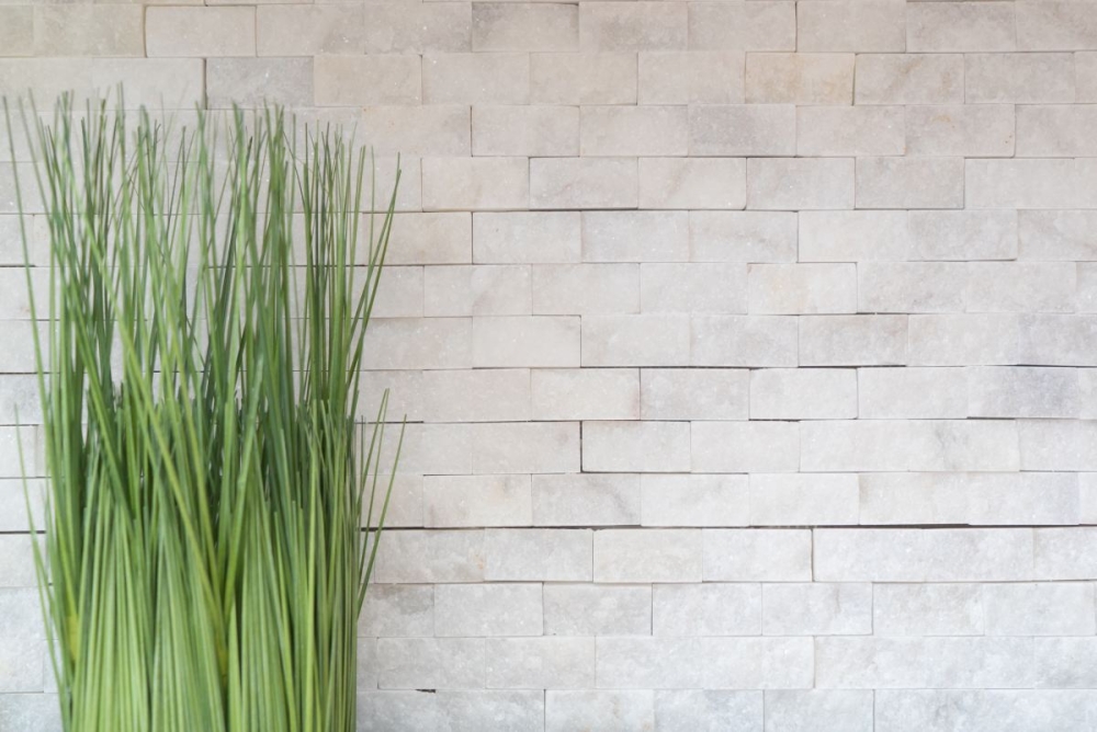 Splitface Mosaik Fliese Marmor 3D Natursteinwand weiß Brick Ibiza white 45-0204