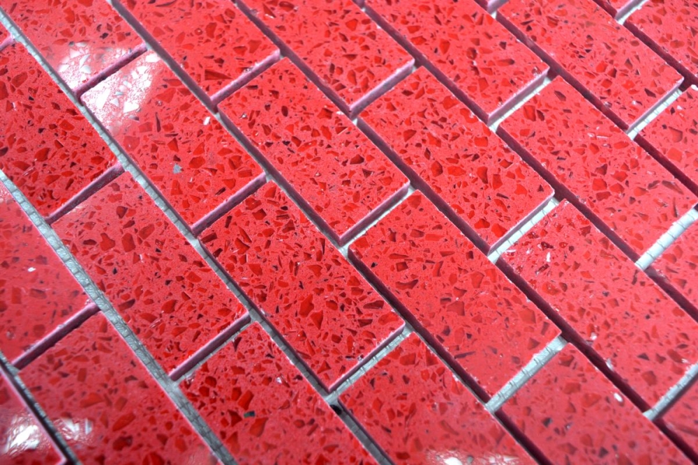 Kunststein Mosaik Fliese Quarzmosaik Artificial Brick Rot Glitzer Fliesenspiegel Wandverblender - 46-ASMB4
