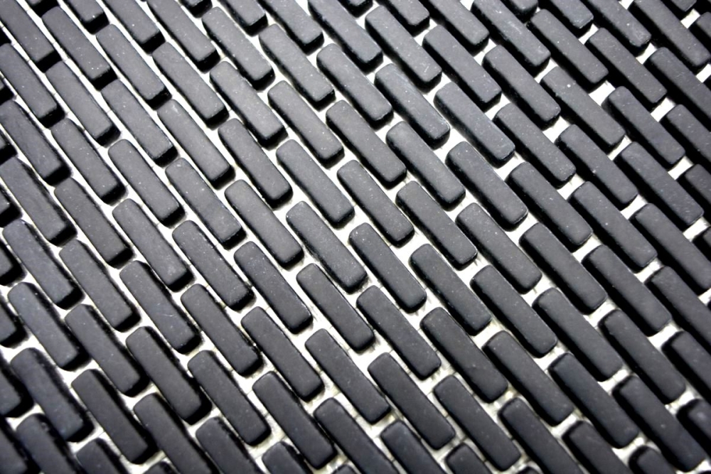 Mosaik Fliese ECO Recycling Glas Enamel Brick Schwarz Matt Fliesenspiegel Wandverkleidung - 140-B21B