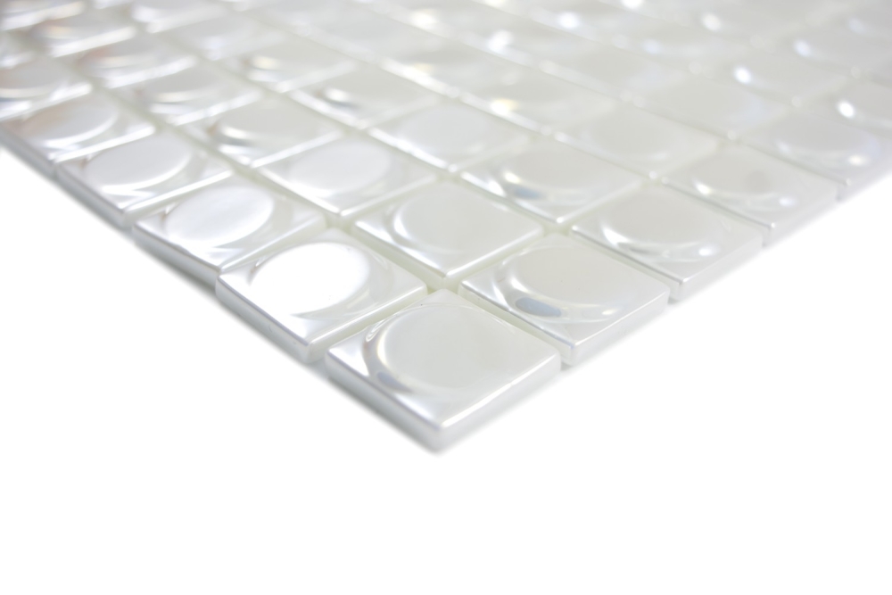 Deluxe Mosaikfliese Glas Recycling Weiß Metallic Vidrepur Aura - 350-12