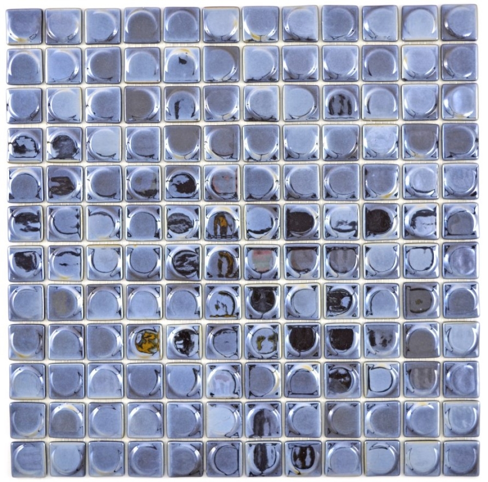 Deluxe Mosaikfliese Glas Recycling schwarz metallic Vidrepur Aura 350-18