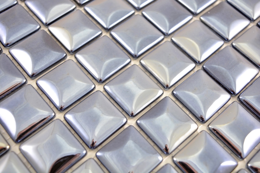 Mosaik Fliese ECO Recycling Glasmosaik ECO schwarz metallic 3DF 350-28