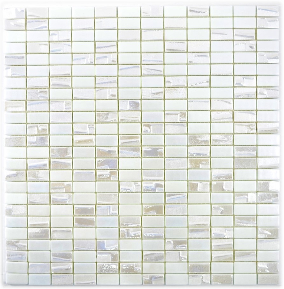 Deluxe 3D Mosaikfliese Glas Recycling weiß metallic Vidrepur Bijou - 355-01