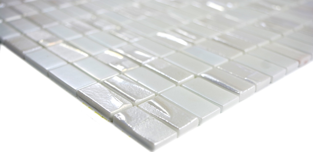 Deluxe 3D Mosaikfliese Glas Recycling weiß metallic Vidrepur Bijou - 355-01