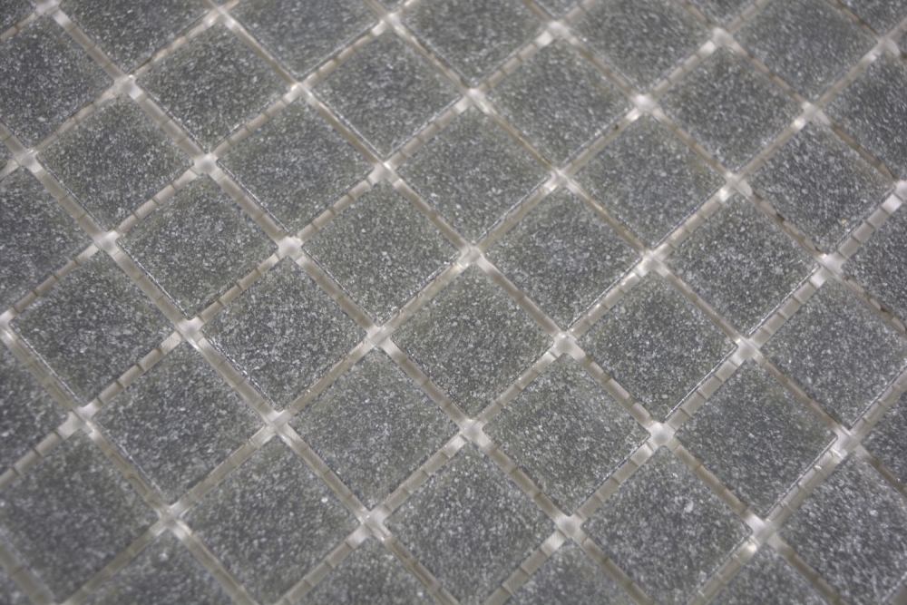Mosaik Glas grau glaenzend - 10 Mosaikblaetter