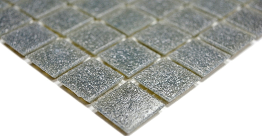 Mosaik Glas grau glaenzend - 10 Mosaikblaetter