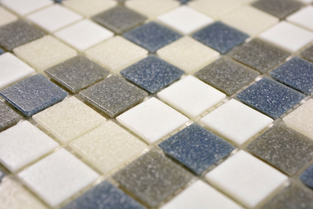 Mosaico de vidrio mezcla blanco gris metal brillante - 10 hojas de mosaico