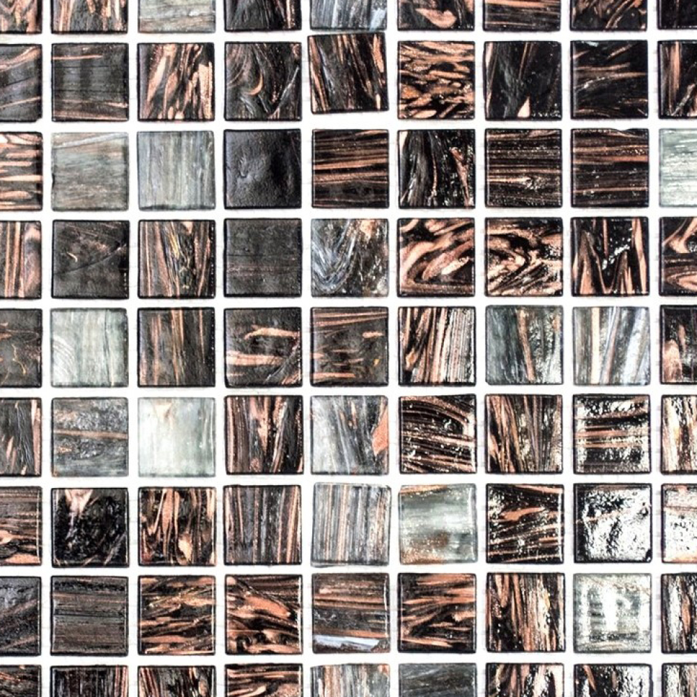 Mosaique Carre argent dore gris fonce verre brillant