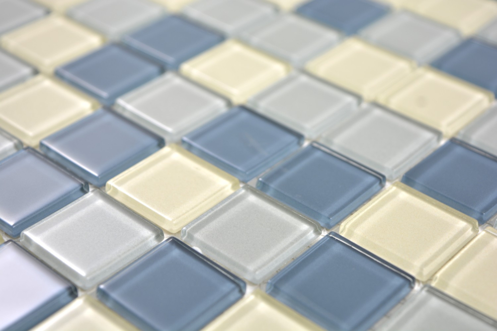 Mosaik Transluzent Crystal mix weiss silber glaenzend - 10 Mosaikblaetter