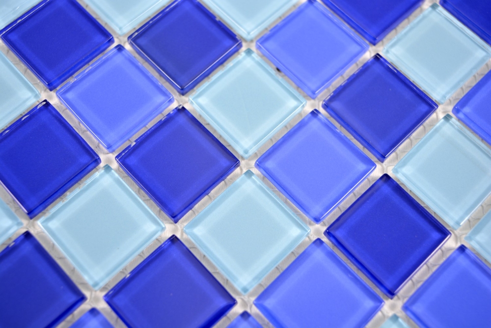 Glasmosaik Blau Hellblau Dunkelblau Schwimmbadmosaik Poolmosaik Bad - 63-0405